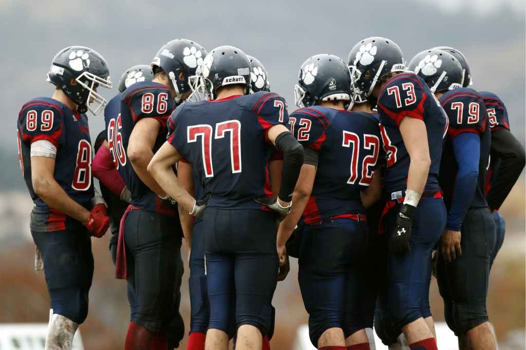 red and blue football jerseys